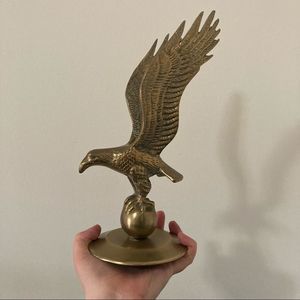 Excellent Vintage Brass Eagle Statue 10.5" Heavy Solid Piece American Freedom